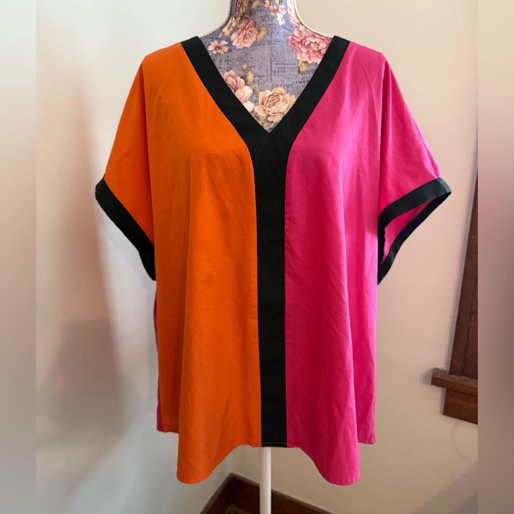 SHEIN Curve Pink V-Neck Top